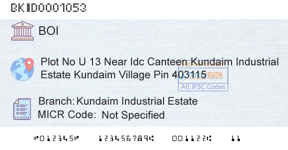 Bank Of India Kundaim Industrial EstateBranch 