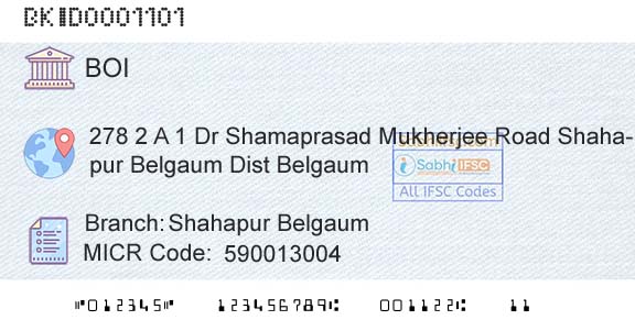 Bank Of India Shahapur Belgaum Branch 