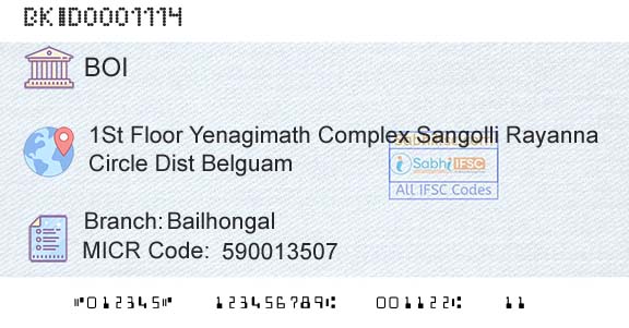 Bank Of India BailhongalBranch 