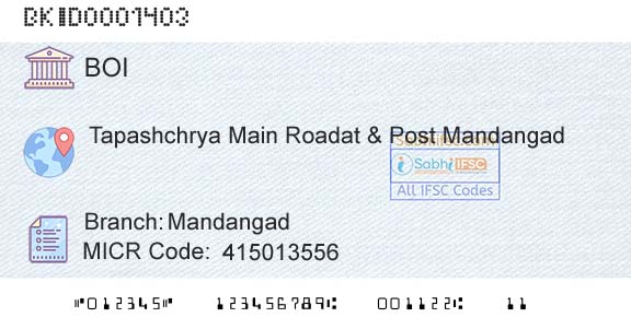 Bank Of India MandangadBranch 