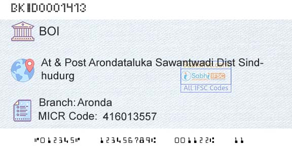 Bank Of India ArondaBranch 