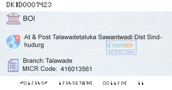 Bank Of India TalawadeBranch 