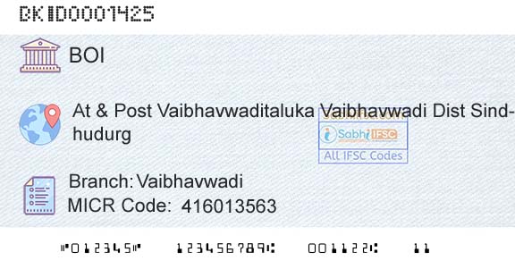 Bank Of India VaibhavwadiBranch 