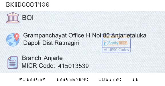 Bank Of India AnjarleBranch 