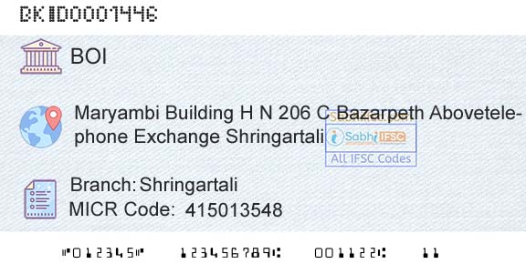 Bank Of India ShringartaliBranch 