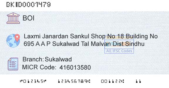 Bank Of India SukalwadBranch 