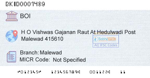 Bank Of India MalewadBranch 