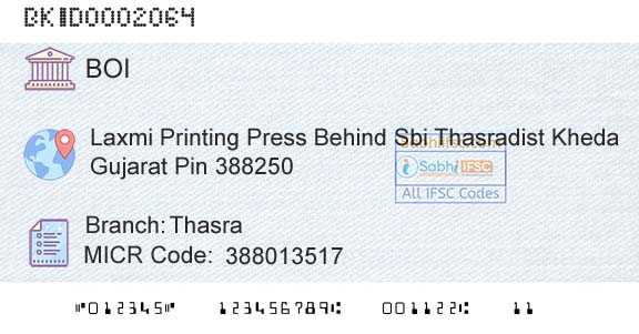 Bank Of India ThasraBranch 