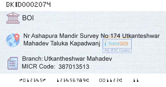 Bank Of India Utkantheshwar MahadevBranch 