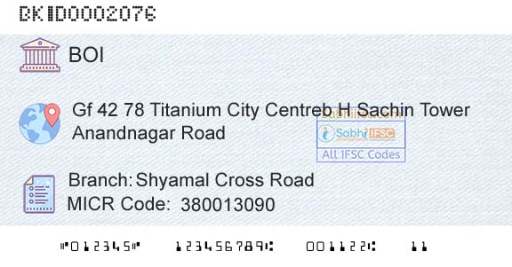 Bank Of India Shyamal Cross RoadBranch 