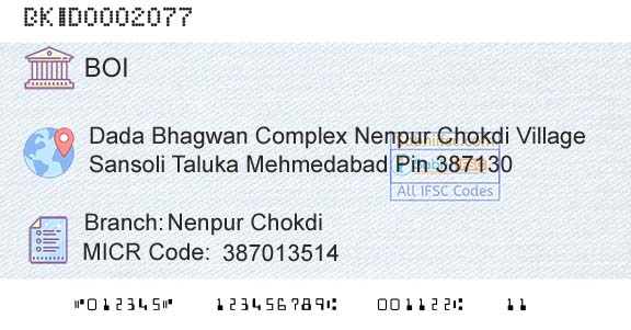 Bank Of India Nenpur ChokdiBranch 