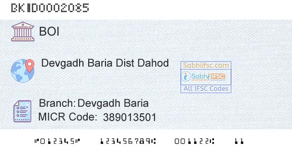 Bank Of India Devgadh BariaBranch 