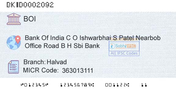 Bank Of India HalvadBranch 