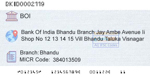 Bank Of India BhanduBranch 