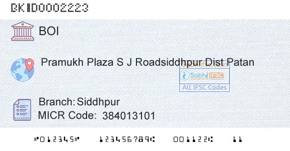 Bank Of India SiddhpurBranch 