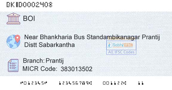 Bank Of India PrantijBranch 