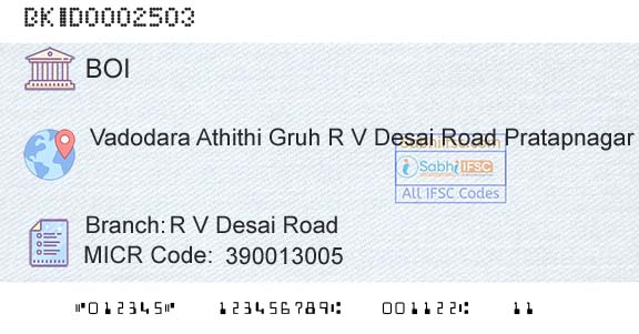 Bank Of India R V Desai RoadBranch 
