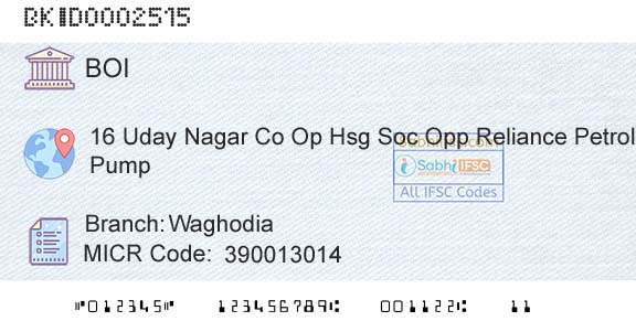 Bank Of India WaghodiaBranch 