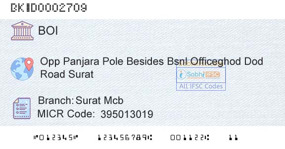 Bank Of India Surat McbBranch 