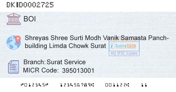 Bank Of India Surat ServiceBranch 