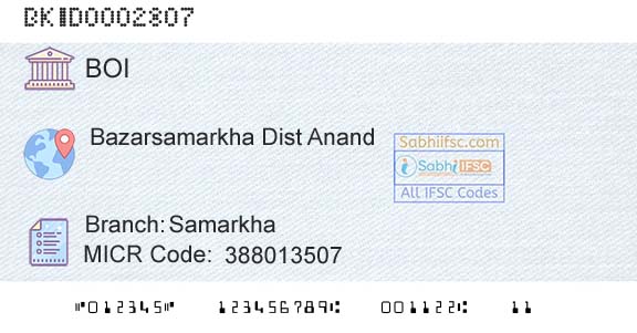 Bank Of India SamarkhaBranch 