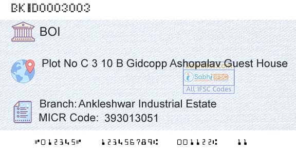 Bank Of India Ankleshwar Industrial EstateBranch 