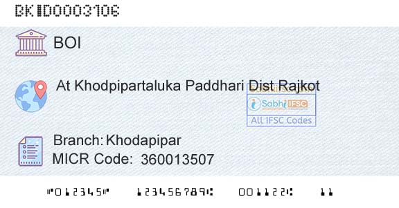 Bank Of India KhodapiparBranch 