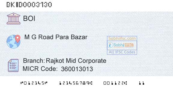 Bank Of India Rajkot Mid CorporateBranch 