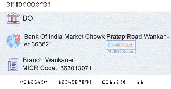 Bank Of India WankanerBranch 