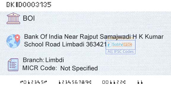 Bank Of India LimbdiBranch 