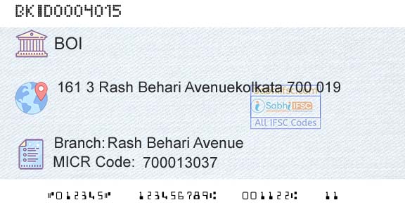 Bank Of India Rash Behari AvenueBranch 