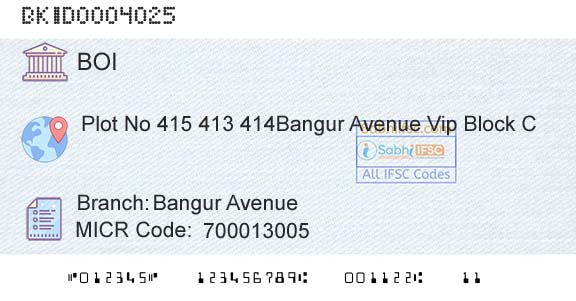 Bank Of India Bangur AvenueBranch 