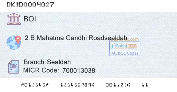 Bank Of India SealdahBranch 