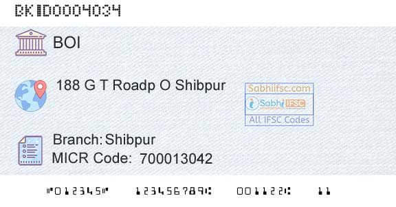 Bank Of India ShibpurBranch 