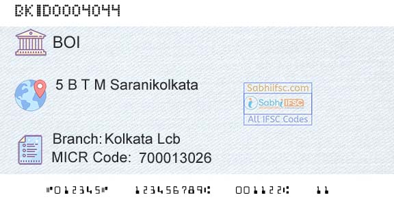 Bank Of India Kolkata LcbBranch 