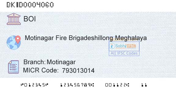 Bank Of India MotinagarBranch 