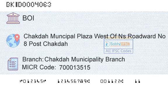 Bank Of India Chakdah Municipality BranchBranch 
