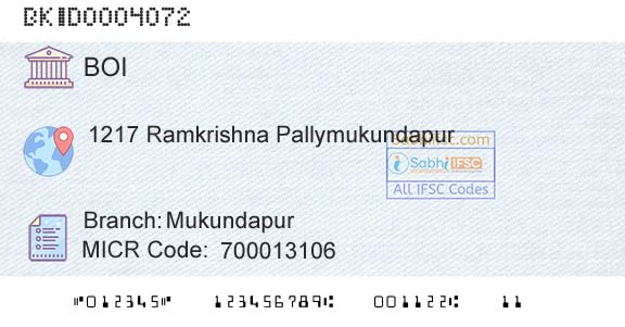 Bank Of India MukundapurBranch 