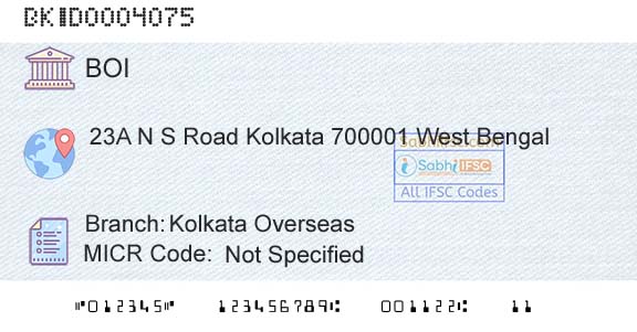 Bank Of India Kolkata OverseasBranch 