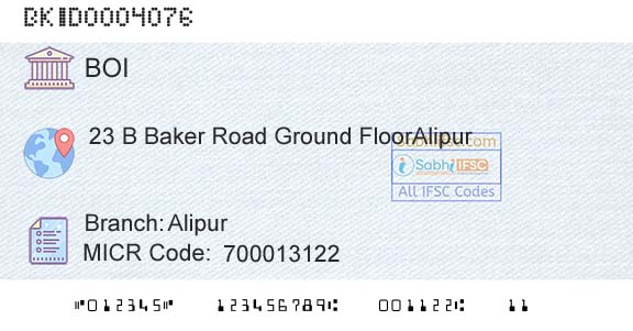 Bank Of India AlipurBranch 