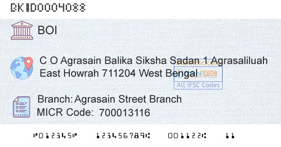 Bank Of India Agrasain Street BranchBranch 