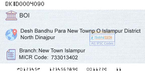 Bank Of India New Town Islampur Branch 