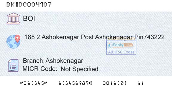 Bank Of India AshokenagarBranch 