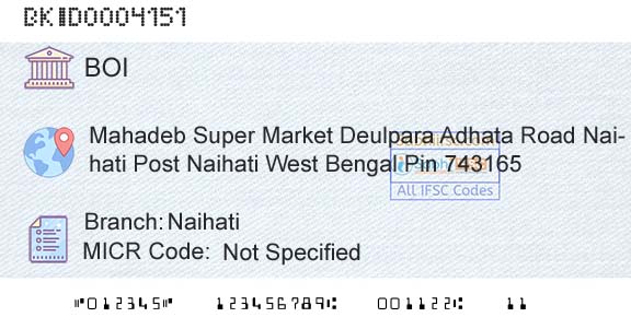 Bank Of India NaihatiBranch 