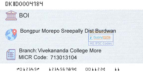 Bank Of India Vivekananda College MoreBranch 