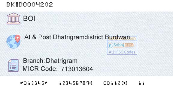 Bank Of India DhatrigramBranch 