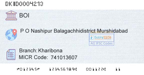 Bank Of India KharibonaBranch 