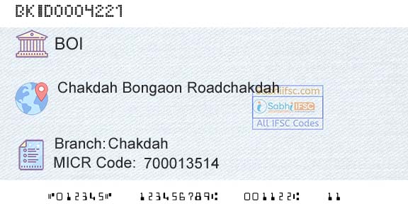 Bank Of India ChakdahBranch 