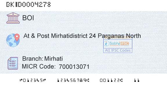 Bank Of India MirhatiBranch 