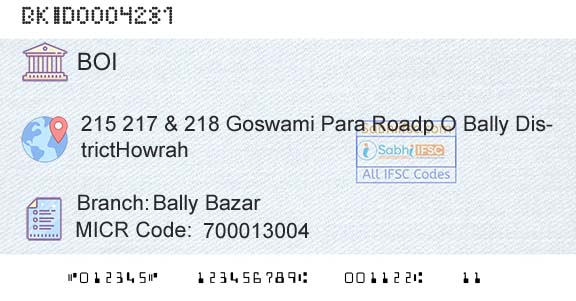 Bank Of India Bally BazarBranch 